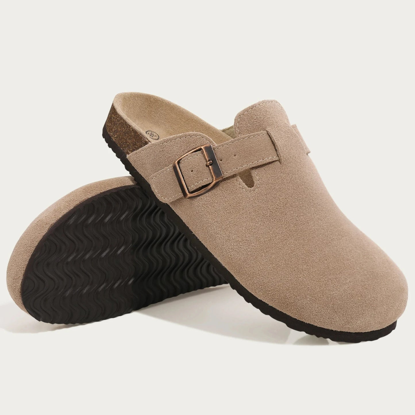 Suede Mules Slippers, Anti-Slip Outdoor Clogs with Arch Support