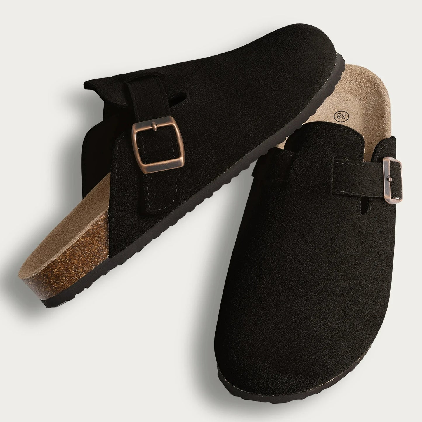 Suede Mules Slippers, Anti-Slip Outdoor Clogs with Arch Support