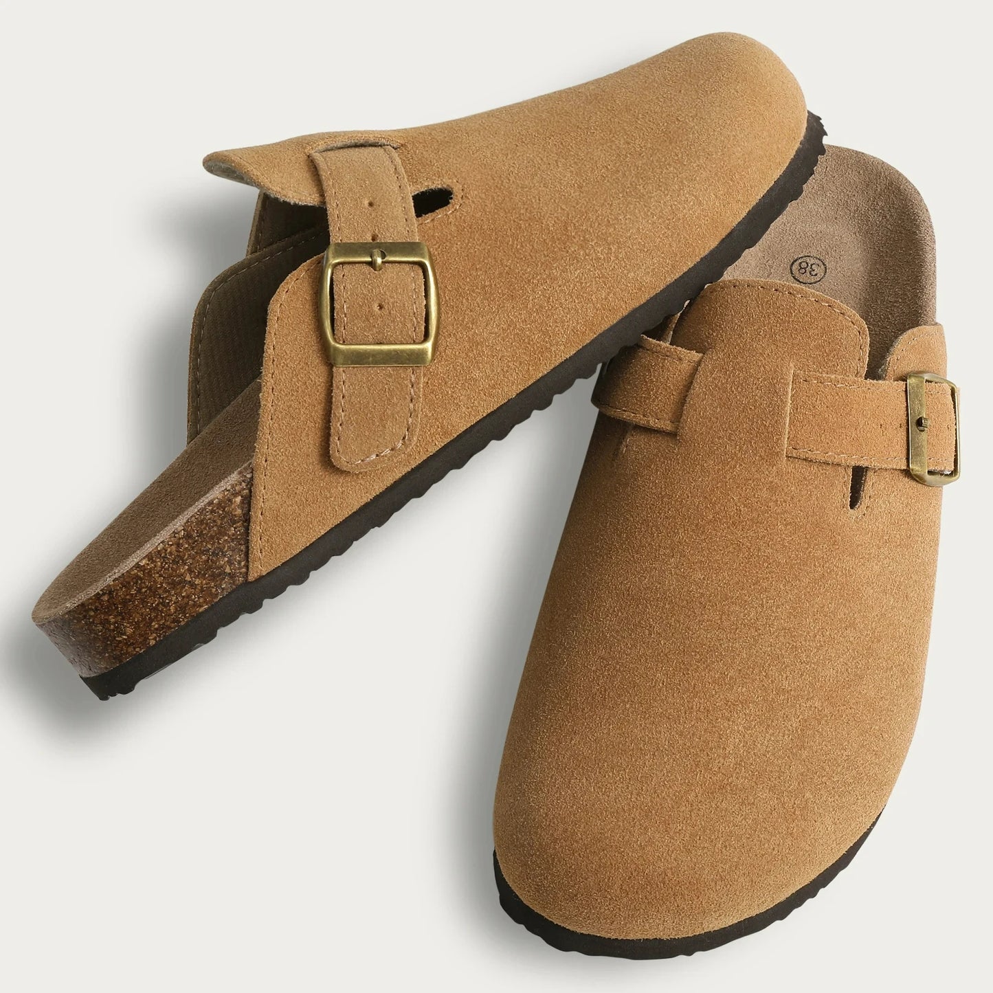 Suede Mules Slippers, Anti-Slip Outdoor Clogs with Arch Support